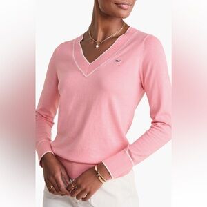 Vineyard Vines Heritage V Neck Sweater Cayman Color